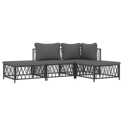 vidaXL Salon de jardin 4 pcs avec coussins anthracite acier