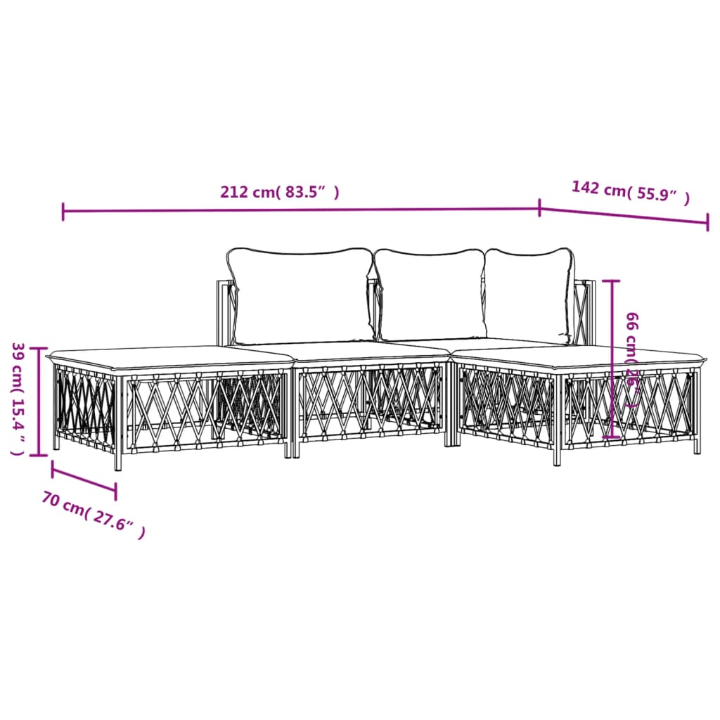 vidaXL Salon de jardin 4 pcs avec coussins anthracite acier