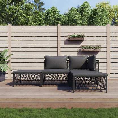 vidaXL Salon de jardin 4 pcs avec coussins anthracite acier