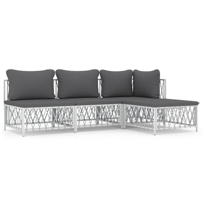 vidaXL Ensemble de mobilier de jardin 4 pcs avec coussins Blanc Acier