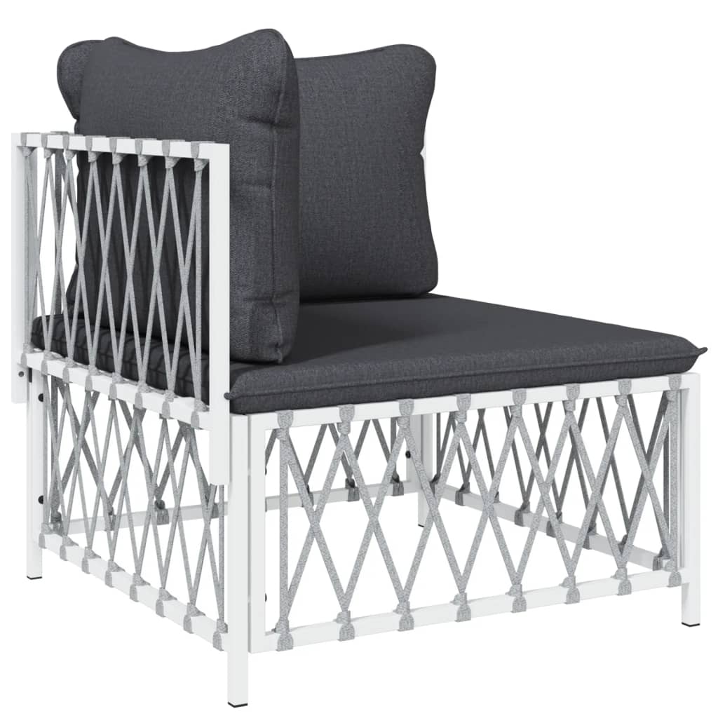 vidaXL Ensemble de mobilier de jardin 4 pcs avec coussins Blanc Acier
