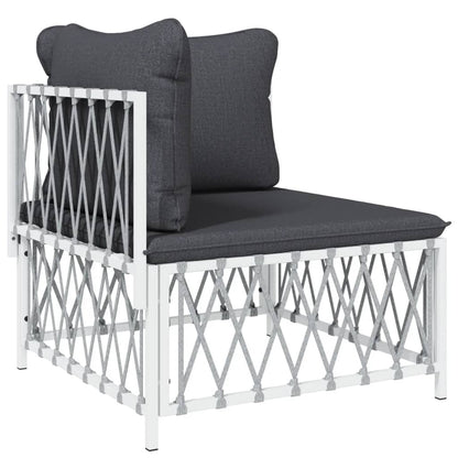 vidaXL Ensemble de mobilier de jardin 4 pcs avec coussins Blanc Acier