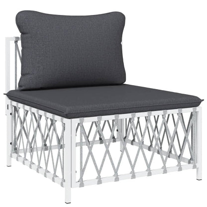 vidaXL Ensemble de mobilier de jardin 4 pcs avec coussins Blanc Acier