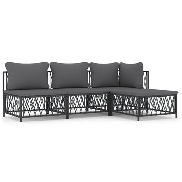 vidaXL Salon de jardin 4 pcs avec coussins anthracite acier