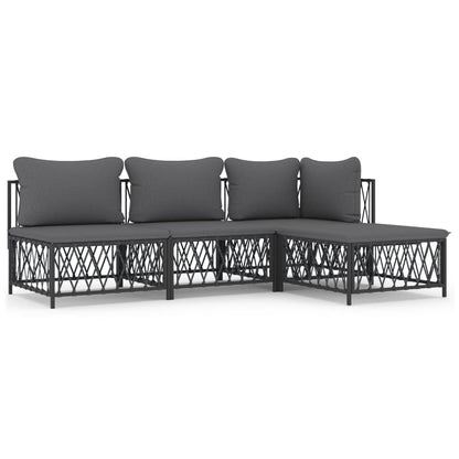 vidaXL Salon de jardin 4 pcs avec coussins anthracite acier
