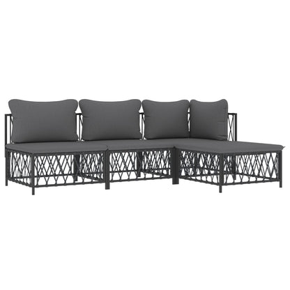 vidaXL Salon de jardin 4 pcs avec coussins anthracite acier
