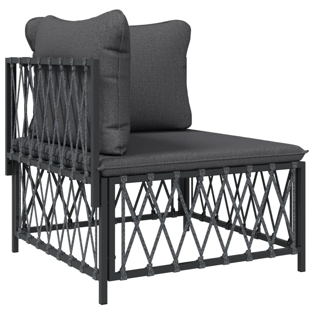 vidaXL Salon de jardin 4 pcs avec coussins anthracite acier