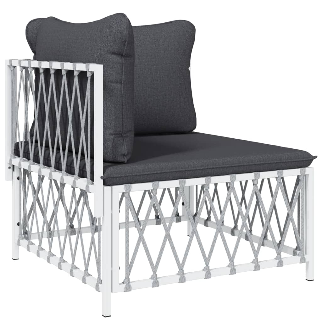 vidaXL Ensemble de mobilier de jardin 4 pcs avec coussins Blanc Acier