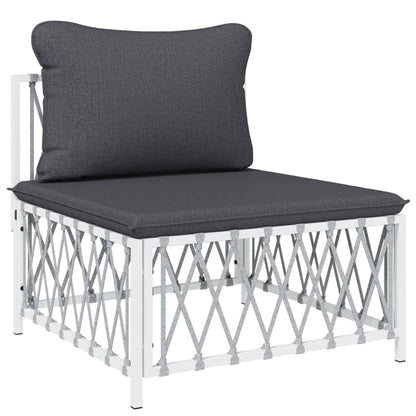 vidaXL Ensemble de mobilier de jardin 4 pcs avec coussins Blanc Acier