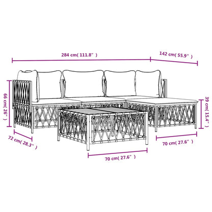 vidaXL Ensemble de mobilier de jardin 4 pcs avec coussins Blanc Acier