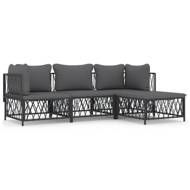 vidaXL Salon de jardin 4 pcs avec coussins anthracite acier