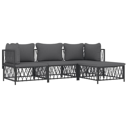 vidaXL Salon de jardin 4 pcs avec coussins anthracite acier