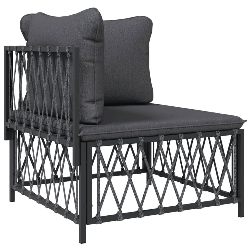 vidaXL Salon de jardin 4 pcs avec coussins anthracite acier