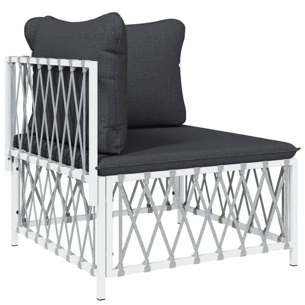 vidaXL Ensemble de mobilier de jardin 4 pcs avec coussins Blanc Acier