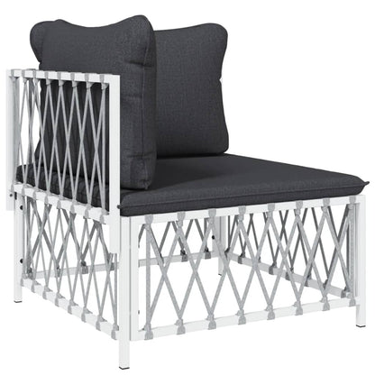vidaXL Ensemble de mobilier de jardin 4 pcs avec coussins Blanc Acier