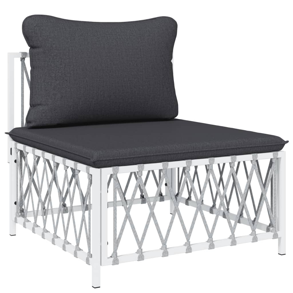 vidaXL Ensemble de mobilier de jardin 4 pcs avec coussins Blanc Acier