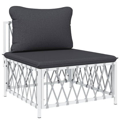 vidaXL Ensemble de mobilier de jardin 4 pcs avec coussins Blanc Acier