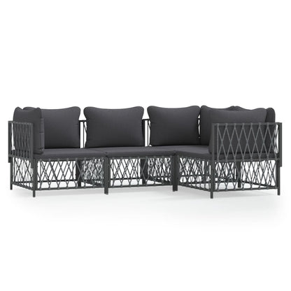 vidaXL Salon de jardin 4 pcs avec coussins anthracite acier