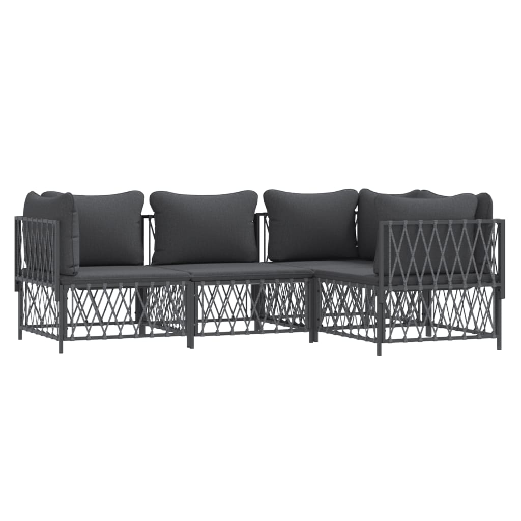 vidaXL Salon de jardin 4 pcs avec coussins anthracite acier