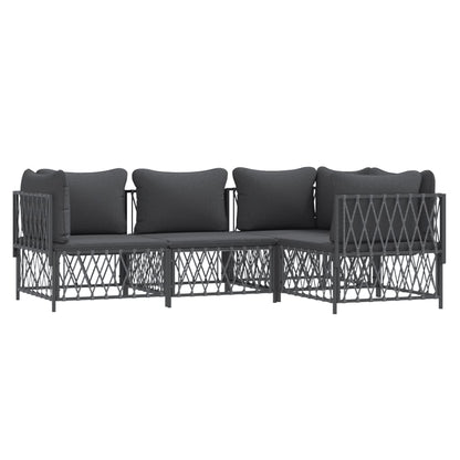 vidaXL Salon de jardin 4 pcs avec coussins anthracite acier