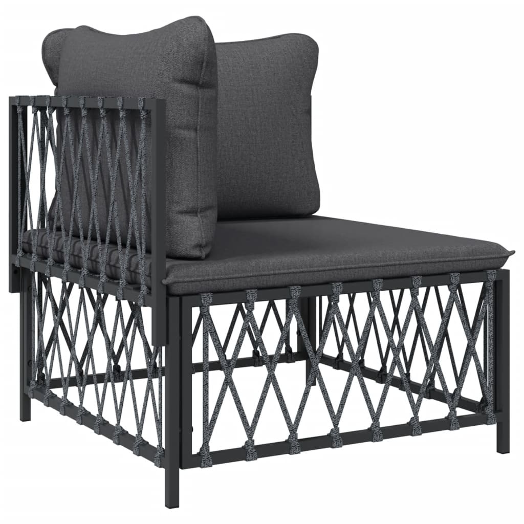 vidaXL Salon de jardin 4 pcs avec coussins anthracite acier