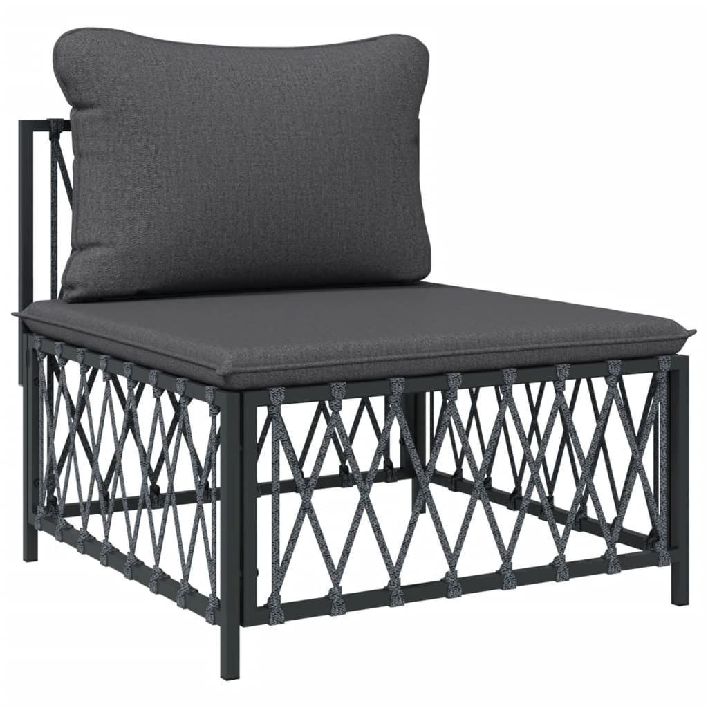 vidaXL Salon de jardin 4 pcs avec coussins anthracite acier