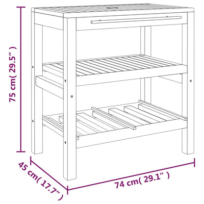 vidaXL Waschtisch mit 2 Ablagen 74x45x75 cm Massivholz