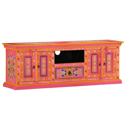 vidaXL Meuble TV Rose 110x30x40 cm Bois de manguier massif