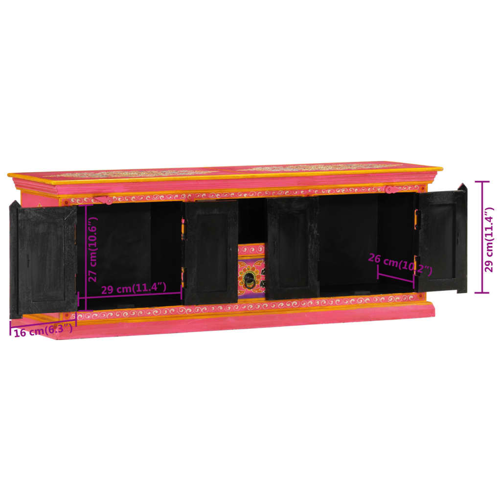 vidaXL Meuble TV Rose 110x30x40 cm Bois de manguier massif