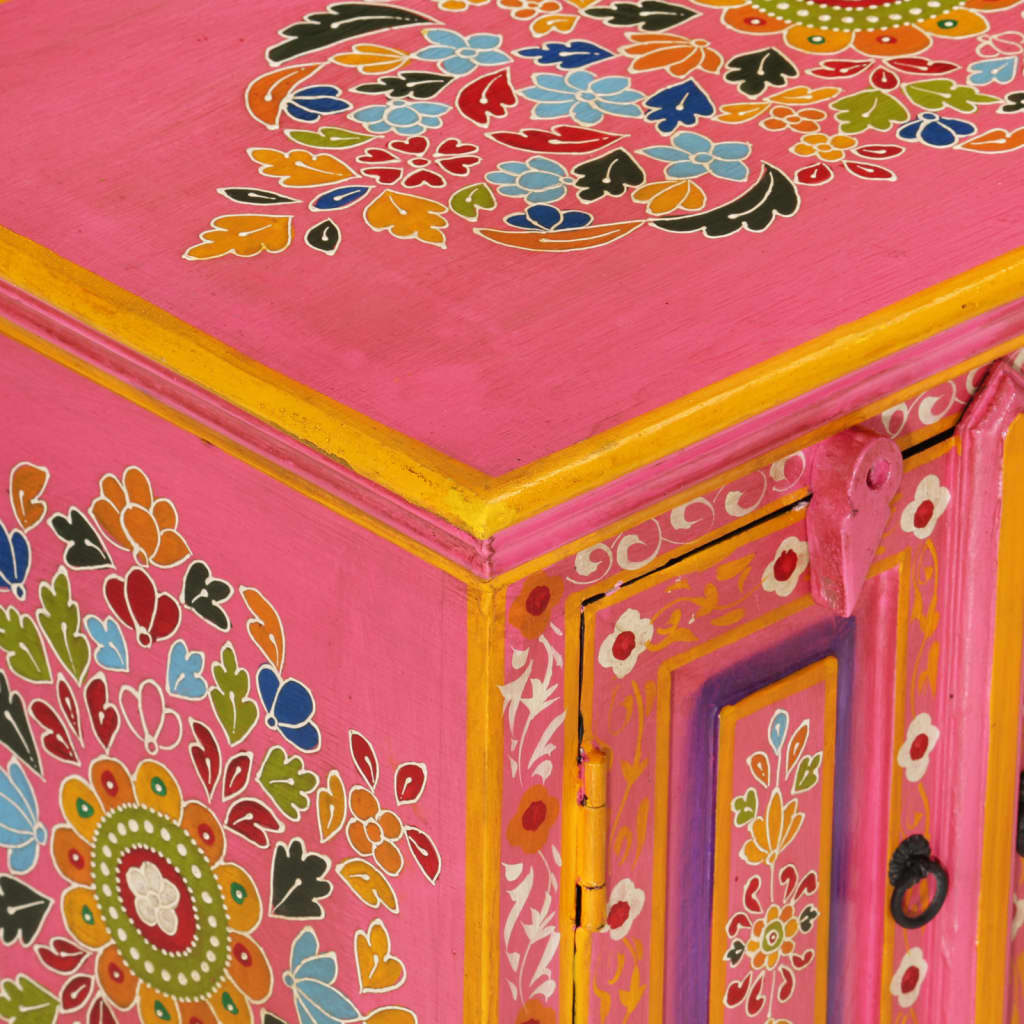 vidaXL Meuble TV Rose 110x30x40 cm Bois de manguier massif
