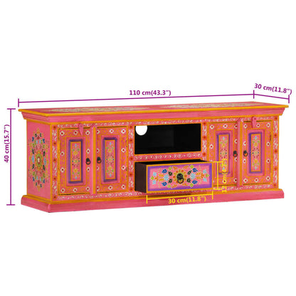 vidaXL Meuble TV Rose 110x30x40 cm Bois de manguier massif