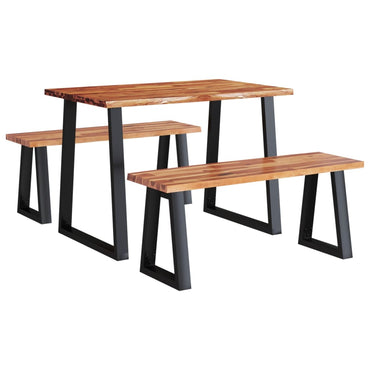 vidaXL Ensemble de salle à manger 3 pcs avec bord live en bois d'acacia massif