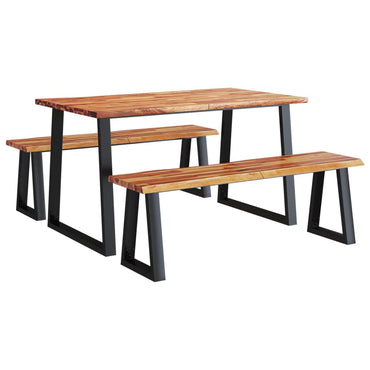vidaXL Ensemble de salle à manger 3 pcs avec bord live edge Bois d'acacia massif