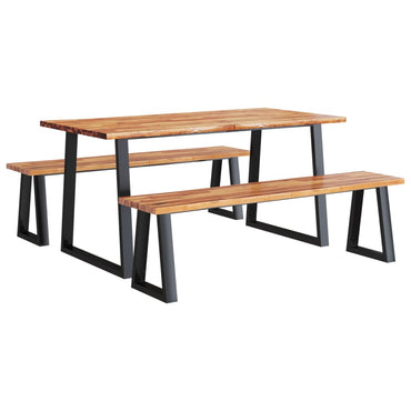 vidaXL Ensemble de salle à manger 3 pcs avec bord live edge Bois d'acacia massif