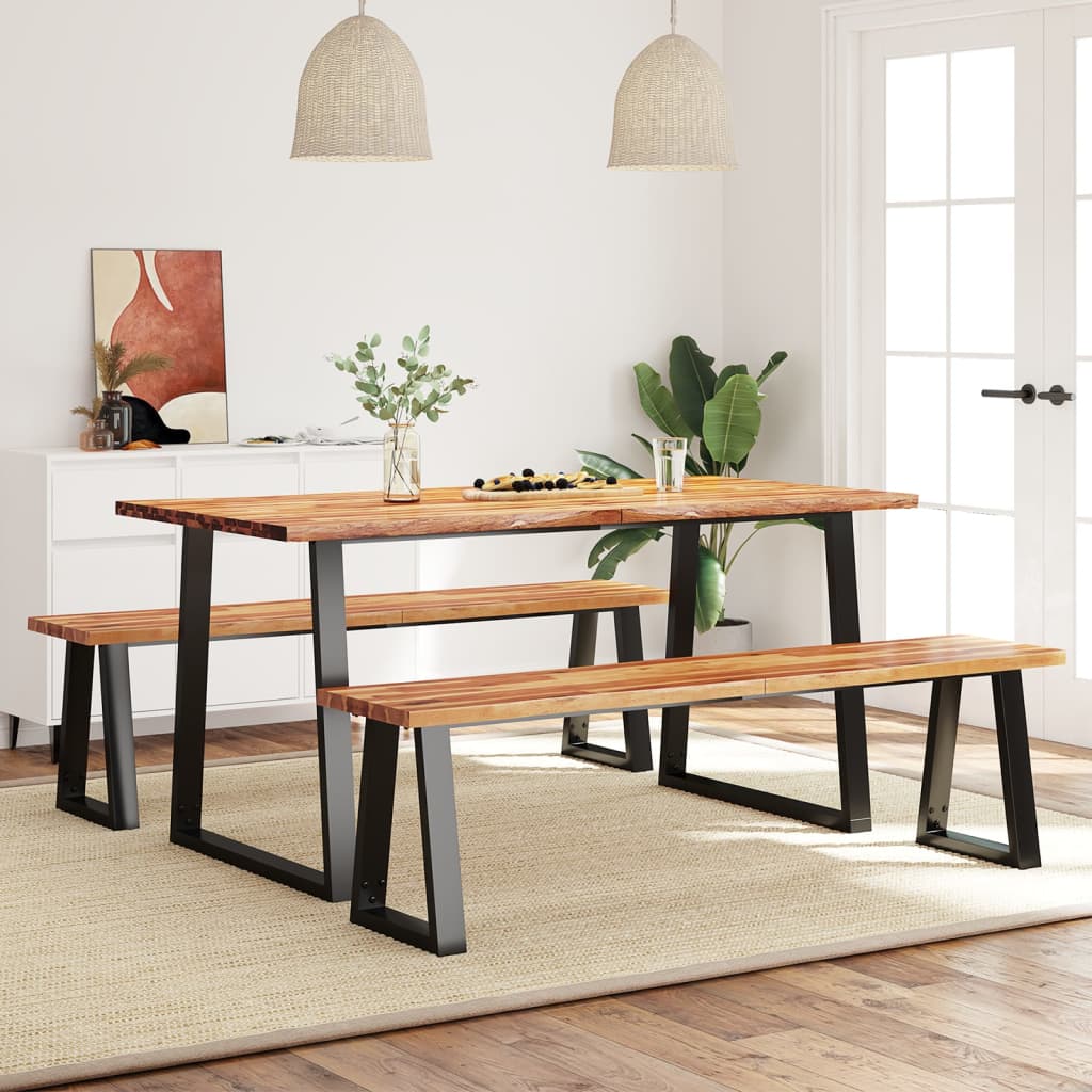 vidaXL Ensemble de salle à manger 3 pcs avec bord live edge Bois d'acacia massif