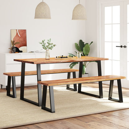 vidaXL Ensemble de salle à manger 3 pcs avec bord live edge Bois d'acacia massif