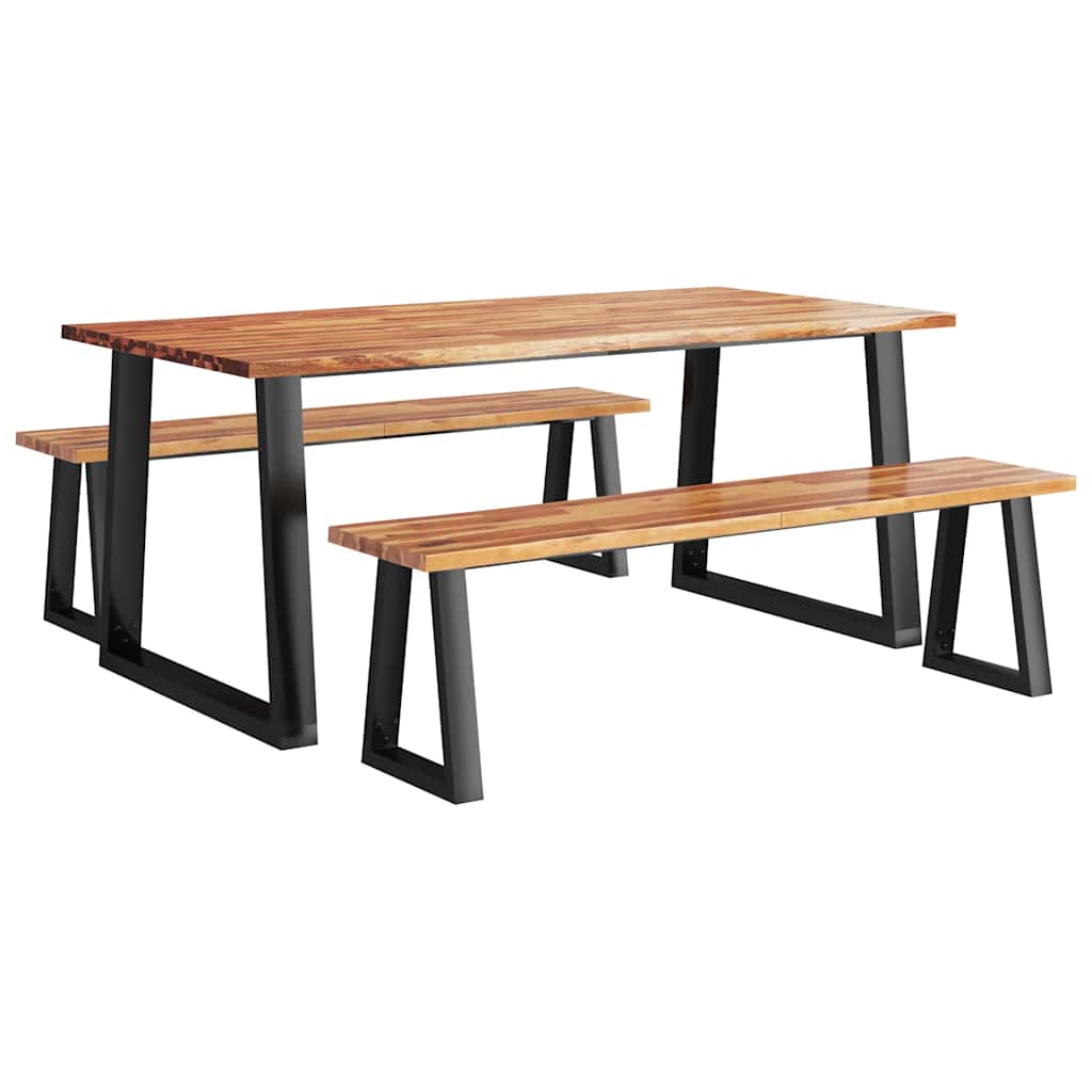 vidaXL Ensemble de salle à manger 3 pcs avec bord live en bois d'acacia massif