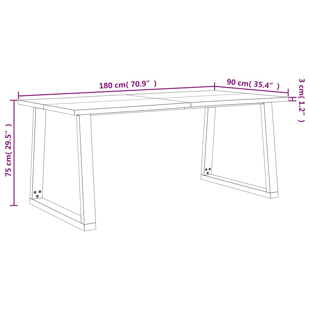vidaXL Ensemble de salle à manger 3 pcs avec bord live en bois d'acacia massif