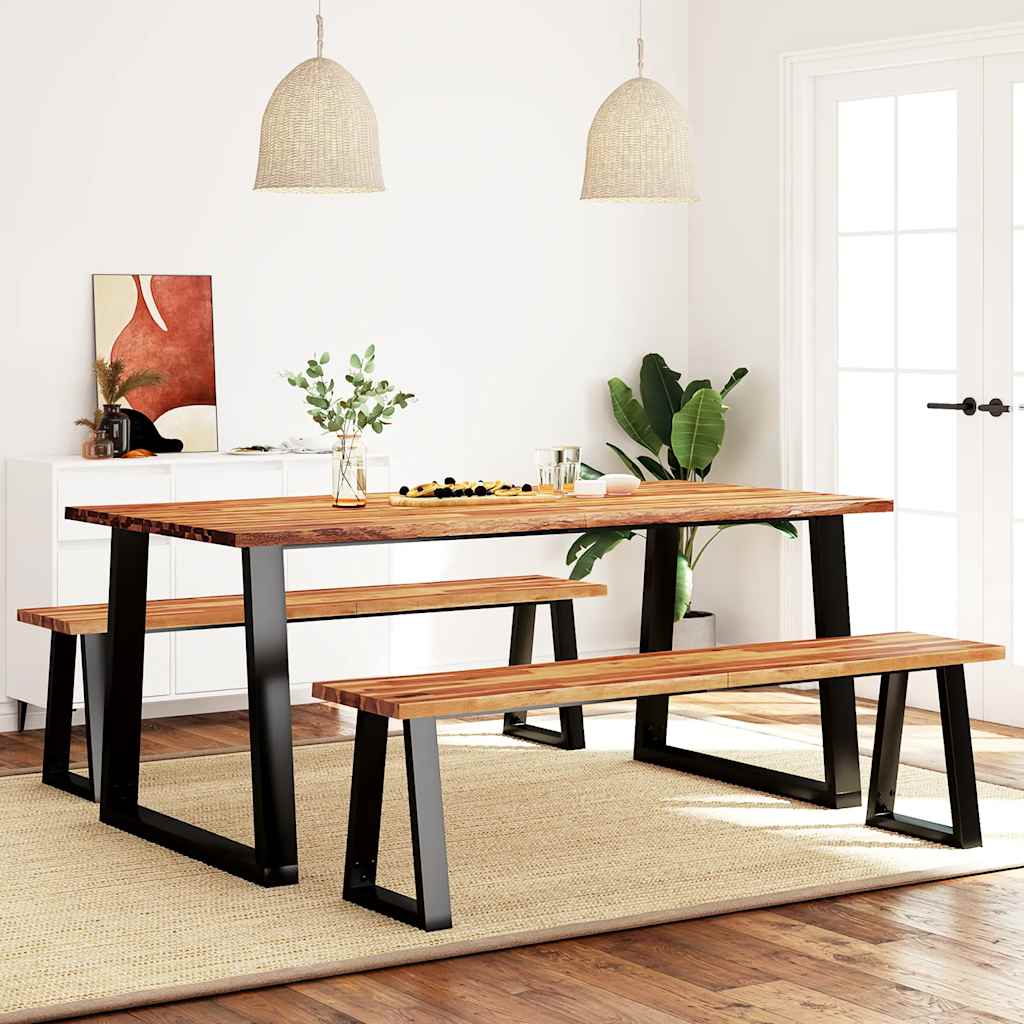 vidaXL Ensemble de salle à manger 3 pcs avec bord live en bois d'acacia massif