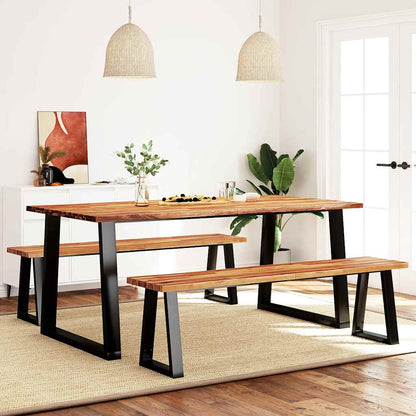 vidaXL Ensemble de salle à manger 3 pcs avec bord live en bois d'acacia massif