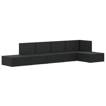 vidaXL 6-tlg. Garten-Lounge-Set mit Kissen Schwarz Poly Rattan