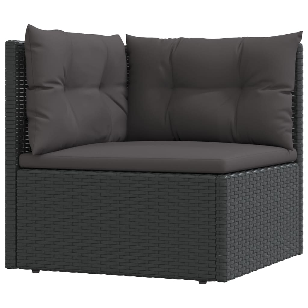vidaXL 6-tlg. Garten-Lounge-Set mit Kissen Schwarz Poly Rattan