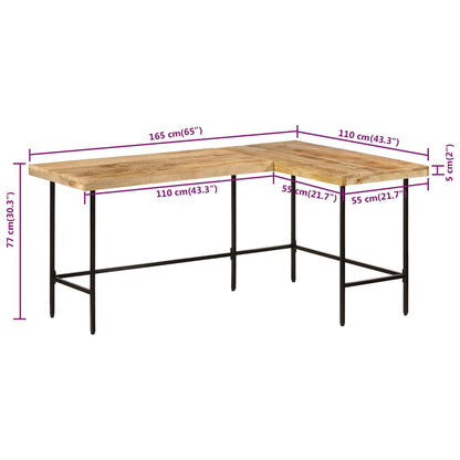 vidaXL Schreibtisch 165x110x77 cm Massivholz Mango und Eisen