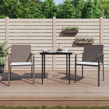 3-tlg. Garten-Essgruppe mit Kissen Poly Rattan und Stahl
