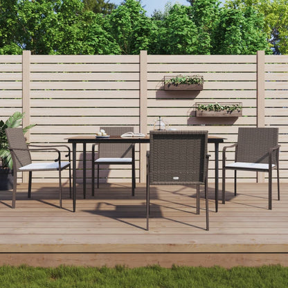 5-tlg. Garten-Essgruppe mit Kissen Poly Rattan und Stahl