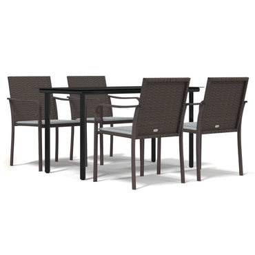 vidaXL 5-tlg. Garten-Essgruppe mit Kissen Poly Rattan und Stahl
