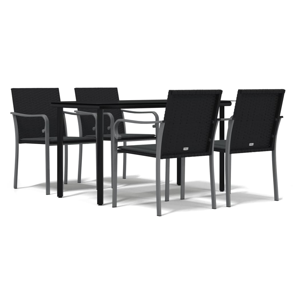vidaXL 5-tlg. Garten-Essgruppe mit Kissen Poly Rattan und Stahl