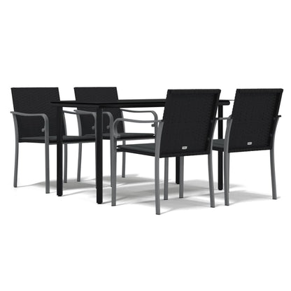 vidaXL 5-tlg. Garten-Essgruppe mit Kissen Poly Rattan und Stahl