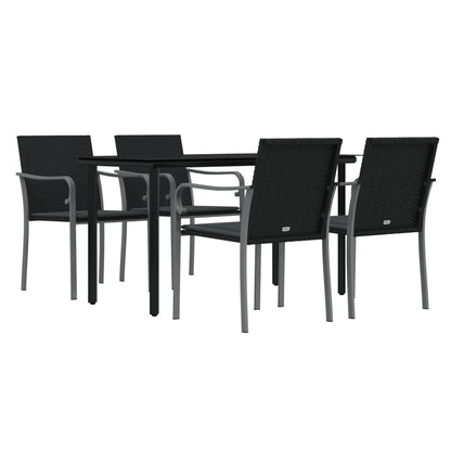 vidaXL 5-tlg. Garten-Essgruppe mit Kissen Poly Rattan und Stahl