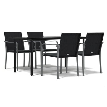 vidaXL 5-tlg. Garten-Essgruppe mit Kissen Poly Rattan und Stahl